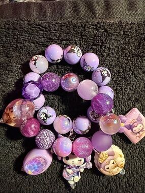 Purple Character Charm Beaded Bracelet